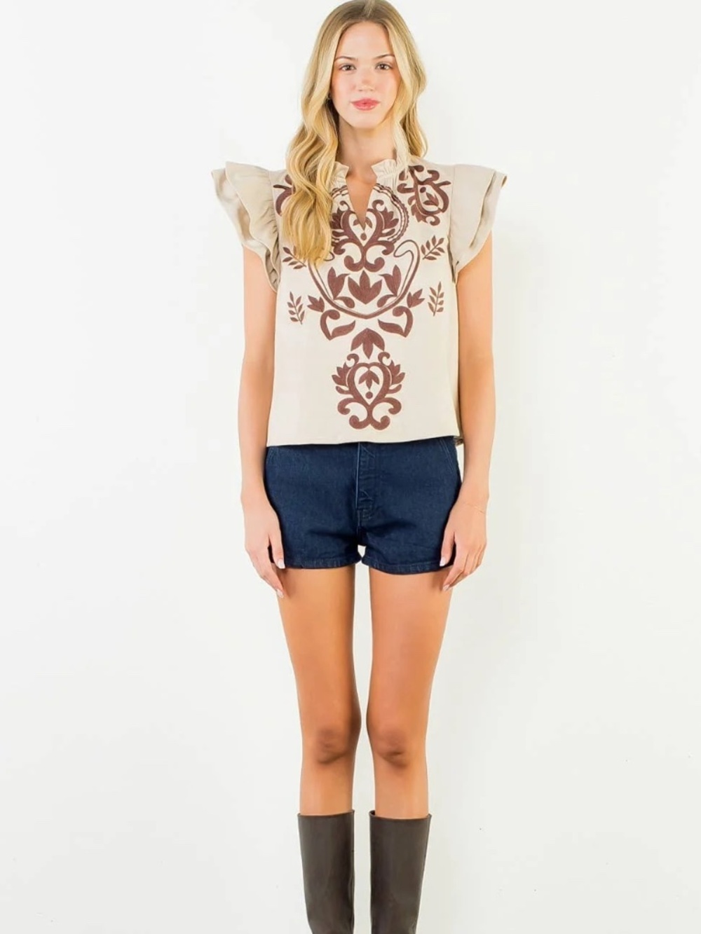 NWT THML Western Faux Suede Top - Picture 2 of 4